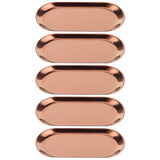 5pcs Stainless Steel Oval Shaped Towel Tray Cosmetics Jewelry Storage Tray Dish Plate OrganizerRose V1294-YM0901-3118200135313