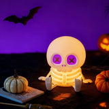 Adorable Mini Skull Night Light, Cute Halloween Decor with Squishy Silicone Body, Tap-Controlled RGB V1341-ZY-52DU9A9N-WARMLIGHT
