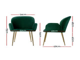 Artiss Dining Chairs Set of 4 Velvet Armchair Green UPHO-C-DIN-5220-VEL-GRX4