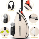Multifunction Sling Tennis Bag, Waterproof Oxford Crossbody Sports Backpack, with Water Bottle V1265-AU-155-HEI