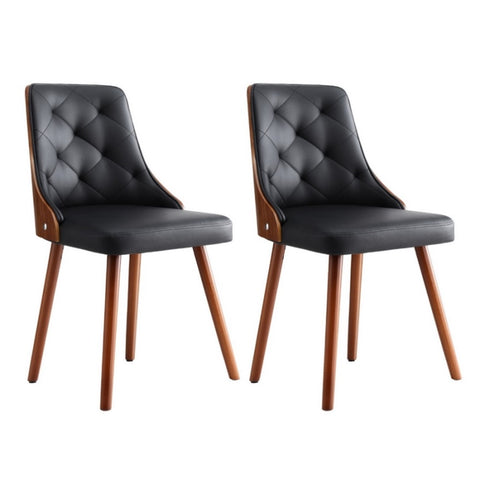 1 Set of 2 Artiss Dining Chairs Black PU DINC-TW-2004-PU-BKX2