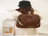 Grey Women's Vintage PU Leather Anti-Theft Backpack - Convertible Shoulder Bag & Laptop Rucksack for V888-ELOSUNG32412