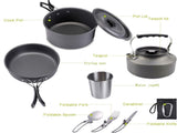 Cookware 9-piece for camping, outdoor, hiking, picnic, BBQ, foldable camping pans safe and BPA V1188-NK-BOL-73