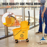 Mop Bucket with Wringer, 26 Qt. Commercial Mop Bucket with Side Press Wringer, Side-Press Mop Bucket V952-DJSDTBT2628QRG0VAV0