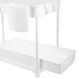 Double Layer White Sliding Storage Organizer Rack for Under Sink Kitchen Cabinets and Bathroom V1369-AZ3-W-14355