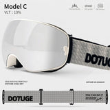 DOTUGE DGQ-D07 Magnetic Flip Ski Goggles with REVO Coated Dual-Layer Anti-Fog Spherical Lens, UV400 V1341-ZY-BD9KJK24-B