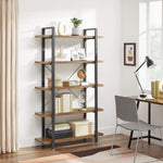 Bookshelf 5-Tier Industrial Stable Bookcase Rustic Brown and Black V178-11291