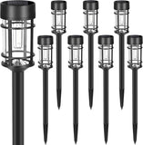 Solar Pathway Lights, 8 Pack LED Solar Lights Outdoor Waterproof, Glass Metal Garden Lighting for V1079-WARMLIGHT01