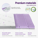 Giselle 8cm Memory Foam Mattress Topper Lavender Infused Bamboo Cover 7-Zone King MATTRESS-TOP-7Z-8LA-K