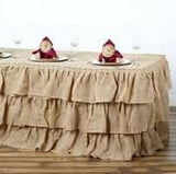 Efavormart 3 Tier Rustic Elegant Ruffled Burlap Table Skirt for Kitchen Dining Catering Wedding V1258-DP02-C-3154
