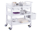 3 Tiers Lab Carts, Lab Utility Cart with 3 Trays & 4 Silent Wheels, Mobile Medical Cart with PP V952-SYSTCECKFBS4PGK0XV0