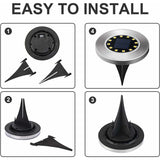 Light 12 LEDs 8 pcs White Solar Ground Lights Stainless Steel Waterproof For Outdoor Garden Patio V1188-MS-227-1598