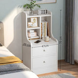 2x Bedside table pair white minimalist wooden drawers bedroom furniture V360-ZC-FNBT0040-2D-WT-47X2