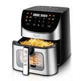 Smart Stainless Steel Air Fryer with Visible Glass Window, Touch and APP Control, Large Capacity for V1341-ZY-5QWVXJS3-SILVER