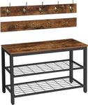 Industrial Design Entryway Shoe Rack with Coat Hooks Organizer V178-81689