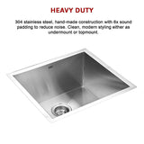 510x450mm Handmade Stainless Steel Undermount / Topmount Kitchen Laundry Sink with Waste V63-770055