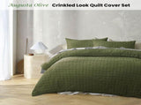 Accessorize Augusta Olive Crinkled Look Quilt Cover Set Queen V442-HIN-QUILTCS-AUGUSTA-OLIVE-QS
