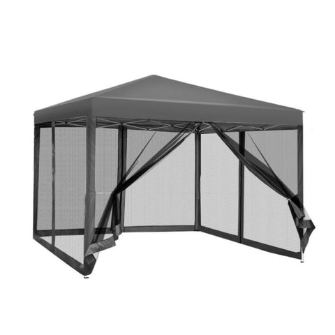 Instahut Gazebo Pop Up Marquee 3x3m Wedding Party Outdoor Camping Tent Canopy Shade Mesh Wall Grey GAZEBO-POP-M-FG-3X3-GR