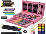 145 Piece Deluxe Art Set Wooden Art Box & Drawing Kit Blue Art Kit with Crayons, Oil Pastels, V1107-120-29721-GRN-1PACK