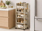 5-Tier Rolling Utility Cart,Multifunctional Storage Organizer with Plastic Shelf & Metal V1370-AZ4-18658