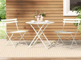 Gardeon 3PC Outdoor Bistro Set Steel Table and Chairs Patio Furniture White ODF-METAL-3PCS-WH