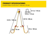 V Bridle Chain, 5/16 in x 2 ft Tow Chain Bridle, Grade 80 V-Bridle Transport Chain, 9260 Lbs Break V952-SZGLTJ5162FT00001V0