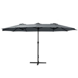 Instahut 4.57m Outdoor Umbrella Beach Pole Garden Tilt Charcoal UMB-POLE-4-TR-CO