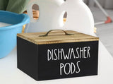Wooden Storage Container with Lid, Farmhouse Dishwasher Pod Dispenser Box for Laundry Room, Bathroom V1189-LC-RY-00350