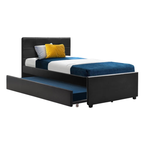 Artiss Bed Frame King Single Size Trundle Daybed Black BFRAME-H-TRUN-KS-BK-ABC