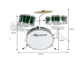 Karrera Mini 4-Piece Children Drum Kit Set Wooden with 2 Toms Bass Pedal Snare Stool Metallic G 4PC-DRUM-GN