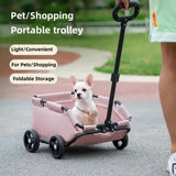 Pink Compact Foldable Pet Stroller for Dogs and Cats Lightweight Travel Pushchair for Small Pets, V888-ELOSUNG13218