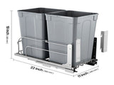 Pull-Out Trash Can, 27 QT x2 Double Under Mount Kitchen Waste Container, Heavy Duty Garbage V952-CFLJTDTHSST5PSCNSV0