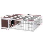 i.Pet Rabbit Hutch 124cm x 90cm x 35cm Chicken Coop Large Outdoor Wooden Run Cage House PET-GT-CH9035-BW