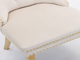 AADEN 2x Velvet Dining Chairs with Golden Metal Legs-Beige V226-SW1501BG
