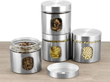 6 Pack 20 oz Stainless Steel Glass Kitchen Canisters Set, Airtight Food Storage Containers with V1258-DP02-C-2175