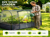 Green Fingers Raised Garden Bed with Mesh Netting Galvanised Planter Box Bird Proof 180x90x120cm GB-REC-GH-180-BK