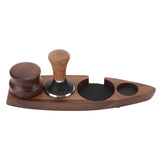 3pcs Coffee Tamper Holder Walnut Wood Rubber Stainless Steel Boat Shaped Distributor Rack Coffee V1294-YM0716-3118220168612