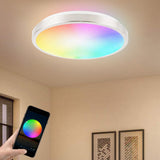 Smart Ceiling Light 11-inch 15W Flush Mount Wi-Fi Ceiling Lamp 2700K-6500K White & RGB Multicolored V1294-YM0901-H40463-11-15