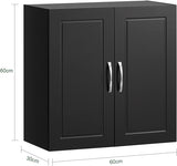 Wall Storage Cabinet Double Doors, Black V178-65683
