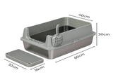 Pawz Stainless Steel Large Semi-Enclosed Cat Litter Box PT1398-GY-AU