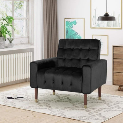 Lewisham Black Tufted Velvet Armchair V1041-JSF-5108-1BLACK