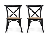 Artiss 2x Dining Chairs Rattan Wooden Kitchen Accent Chair Cafe Lounge Rubber Wood DINC-G-RA-BKX2