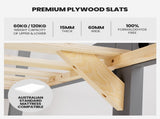 Kingston Slumber Single Bunk Bed Frame Solid Pine Wood Timber, Modular Design, Grey V219-BEDSBBKS02GA