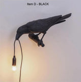 Black Bird Right Wall Lamp Nordic Resin Bird Wall Lamp - Creative Animal Bedside Decorative USB V888-ELOSUNG13809