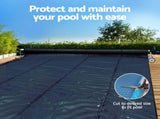 Aqua Buddy Pool Cover 7x4m 600 Micron w/ Roller 5.55m Black Solar Blanket PC-70X40-XL-BK-BL-ROLLER-BU