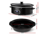 Devanti 5.6L Slow Cooker Electric Multi Cooker with 3 Heat Settings and Keep Warm Function SC-DP-6QT-BK