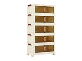 Artiss 5-Tier Foldable Storage Cabinet Stackable Box Clear Magnetic Door White SC-5T-4527-WH