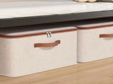 56L Double Zipper Storage Box with Faux Leather Handles Large Capacity Lidded Basket, Perfect for V1102-SLLSNX005