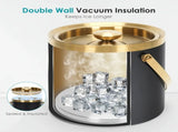 3L Stainless Steel Double-Wall Vacuum Ice Bucket with Lid & Tongs Home & Commercial Champagne V1232-BXGBT-001