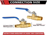 (Pack of 2) Cold Expansion Pex-A 1/2-inch X 1/2 Inch Male MPT Brass Shut-off Ball Valve for Pex-A V1258-DP02-C-2444